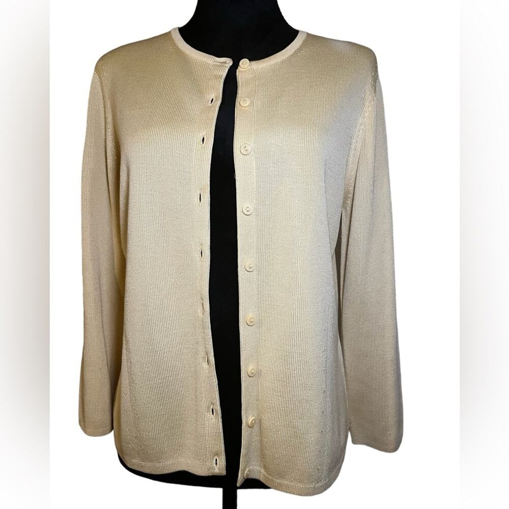 100% silk Barry Bricken sweater size S pale yellow